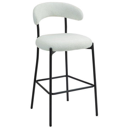 26 Counter Height Bar Stools Teddy Fabric Cover Kitchen Island Counter Bar Stool With Black Powder Coating Base And Footrest