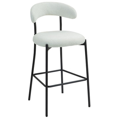 26 Counter Height Bar Stools Teddy Fabric Cover Kitchen Island Counter Bar Stool With Black Powder Coating Base And Footrest