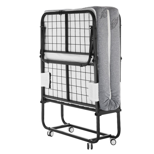 Rollaway Bed, 31 In X 75 In Folding Bed With 5 In Mattress, Twin Size Foldable Bed With Sturdy Metal Frame & Memory Foam Mattress, Portable Twin Roll Away Bed With Mattress, For Adults, Guest