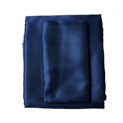 Satin Bed Sheets, Full Size Sheets Set, 4 Pcs Silky Bedding Set With 15 Inches Deep Pocket For Mattress -Full, Navy Blue