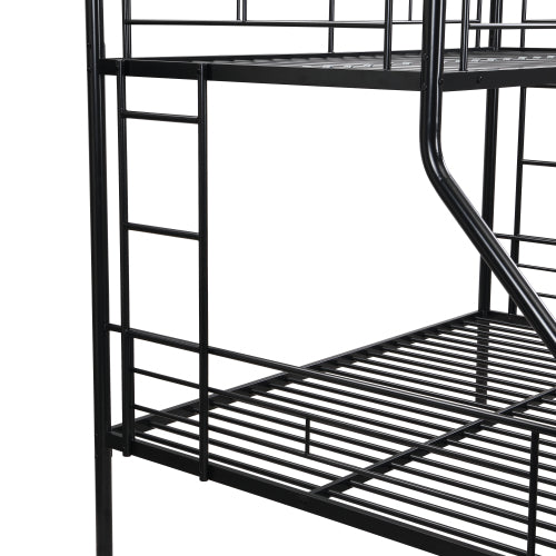 Twin Over Full With Trundle Metal Bunk Bed , No Box Spring Needed, Easy Assemble