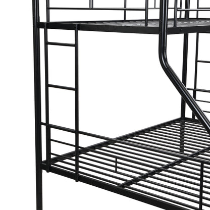 Twin Over Full With Trundle Metal Bunk Bed , No Box Spring Needed, Easy Assemble
