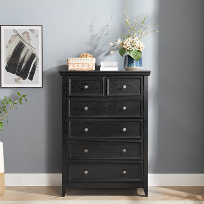 Modern 6 Drawers Dresser 6 Drawers Cabinet,Chest Of Drawers Closet Organizers And Storage Clothes Storage Drawers Cabinet For Living Room, Farmhouse Dresser Organizer Black