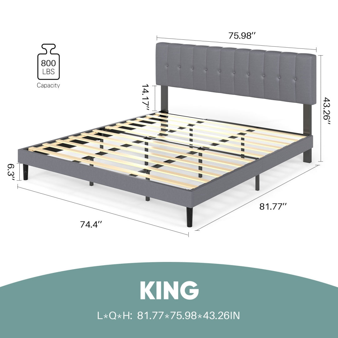 The Headboard Is Made Of Grey Sponge Soft Packaging, The Bed Board Is Wooden And The Bed Frame Is Iron