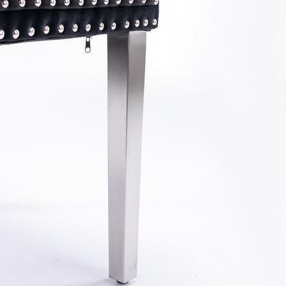 Nikki Modern, High-end Tufted Solid Wood Contemporary Velvet Upholstered Dining Chair With Chrome Stainless Steel Plating Legs
