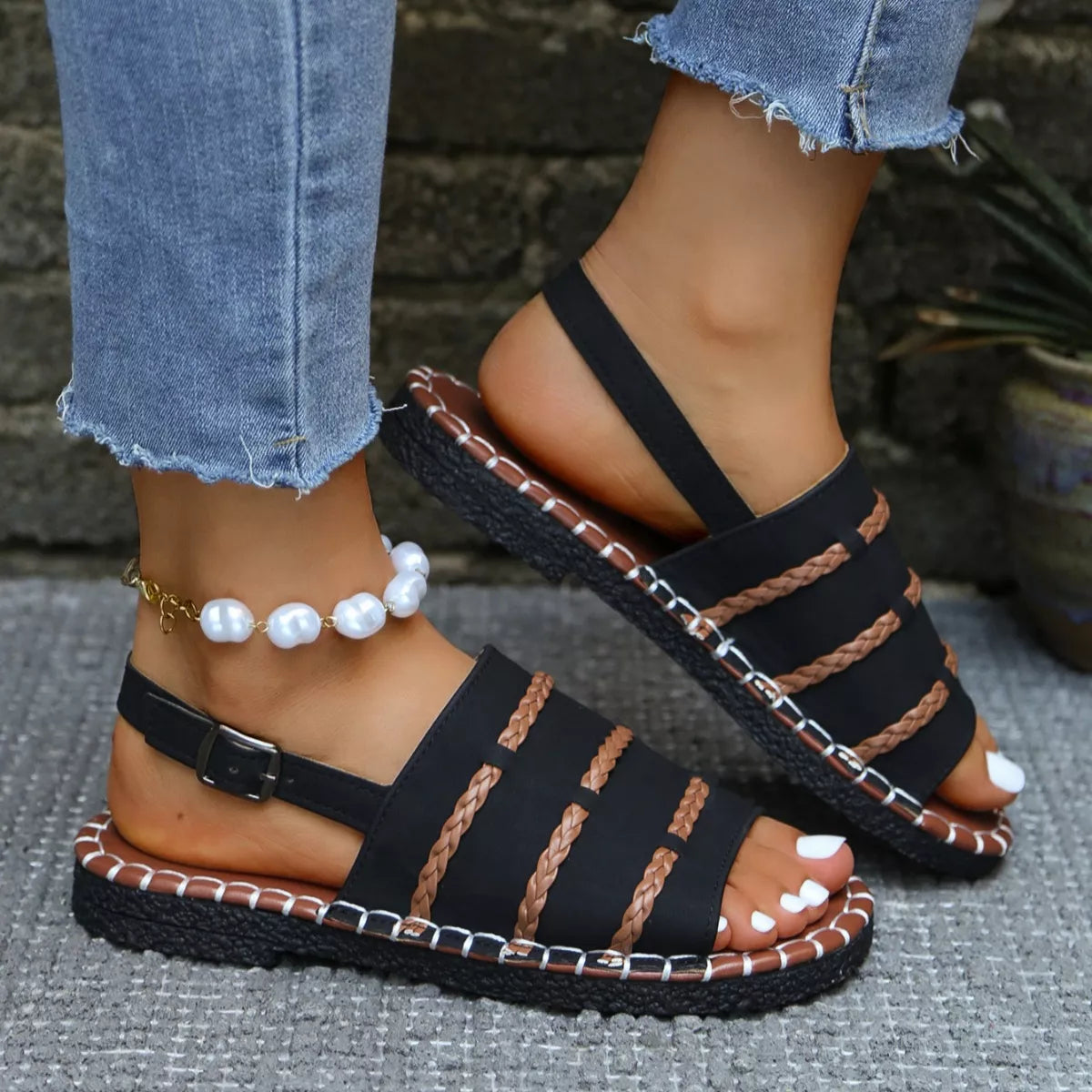 Open Toe Buckle Sandals