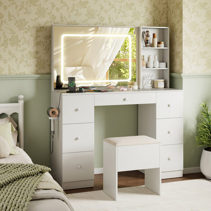 Vanity Desk With Mirror And Lights Makeup Dressing Table Vanity Table And Stool Set