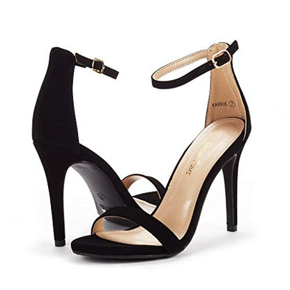 Women's Floral Ankle Strap Stiletto Heeled Sandals – Open Toe Dressy Party Shoes