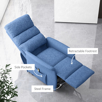 Power Lift Chair for Seniors, Electric Lift Recliner Chair with Remote Control, Side Pockets for Living Room, Blue