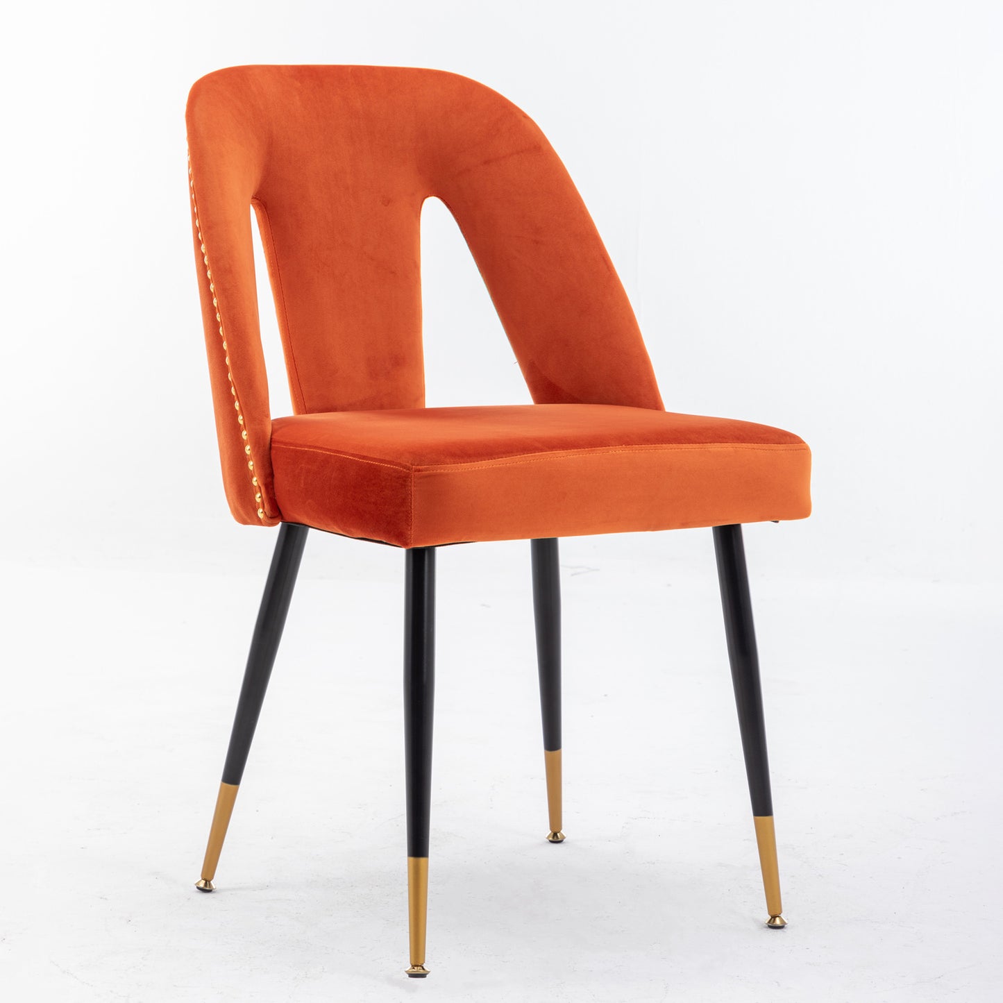 A A Furniture Akoya Collection Modern Contemporary Velvet Upholstered Dining Chair With Nailheads And Gold Tipped Black Metal Legs Orang Set Of 2