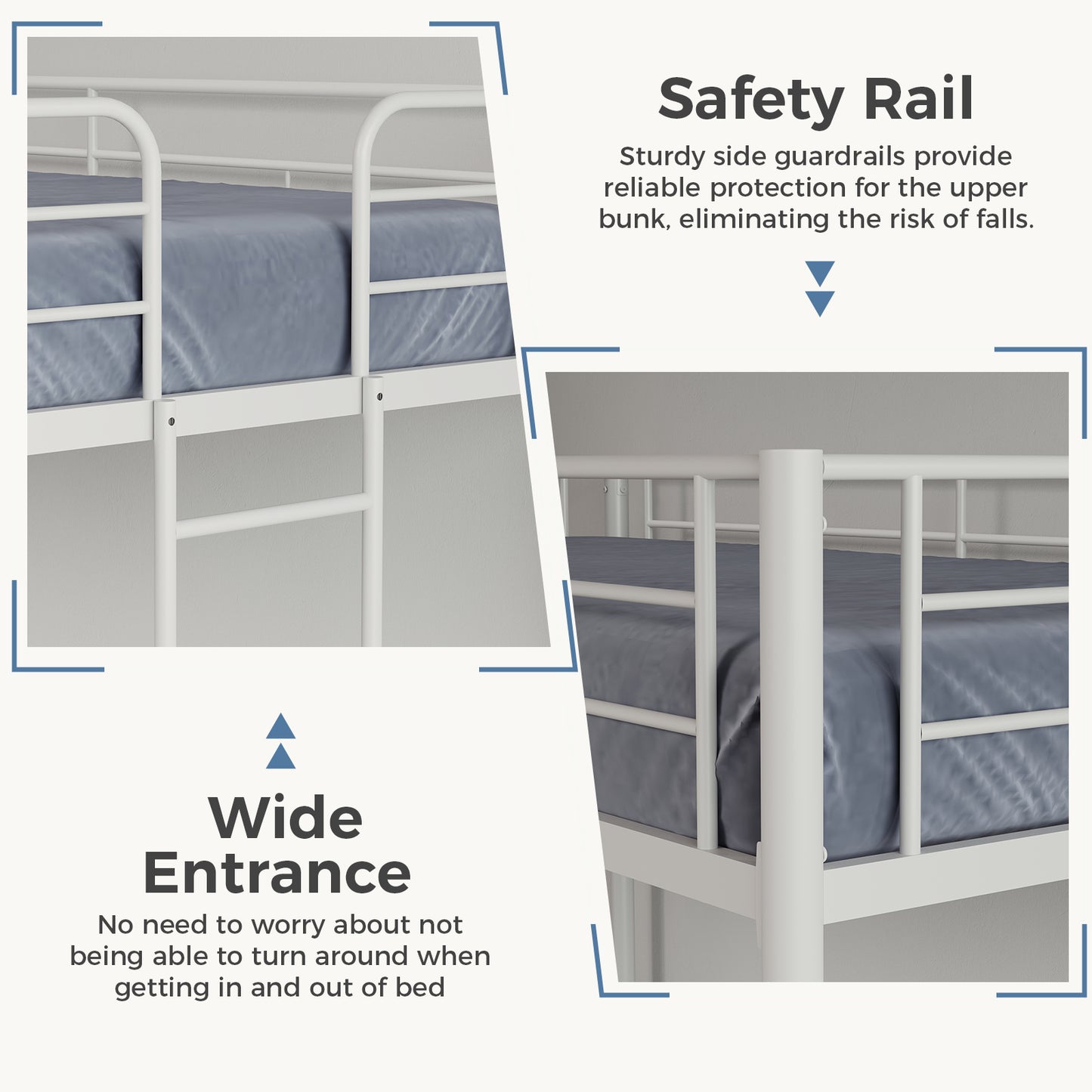 Metal Double-layer Bed With Stairs And Safety Railings, Sturdy Steel Frame, No Need For A Mattress, Double-layer Bed That Saves Space