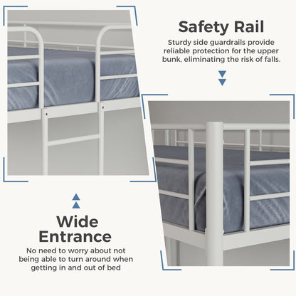 Metal Double-layer Bed With Stairs And Safety Railings, Sturdy Steel Frame, No Need For A Mattress, Double-layer Bed That Saves Space