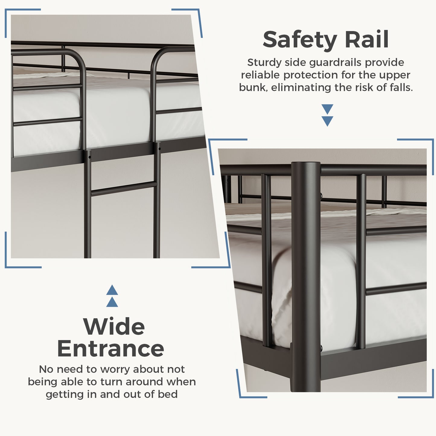 Metal Double-layer Bed With Stairs And Safety Railings, Sturdy Steel Frame, No Need For A Mattress, Double-layer Bed That Saves Space