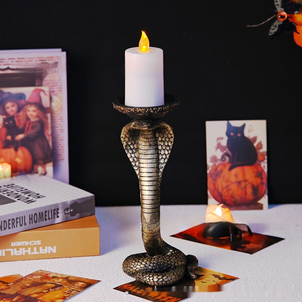 Ghost Festival Decoration Glasses Snake King Candlestick Sculptured Ornaments