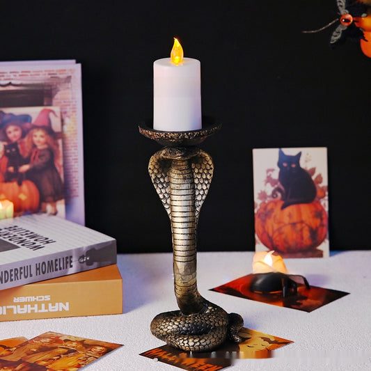 Ghost Festival Decoration Glasses Snake King Candlestick Sculptured Ornaments