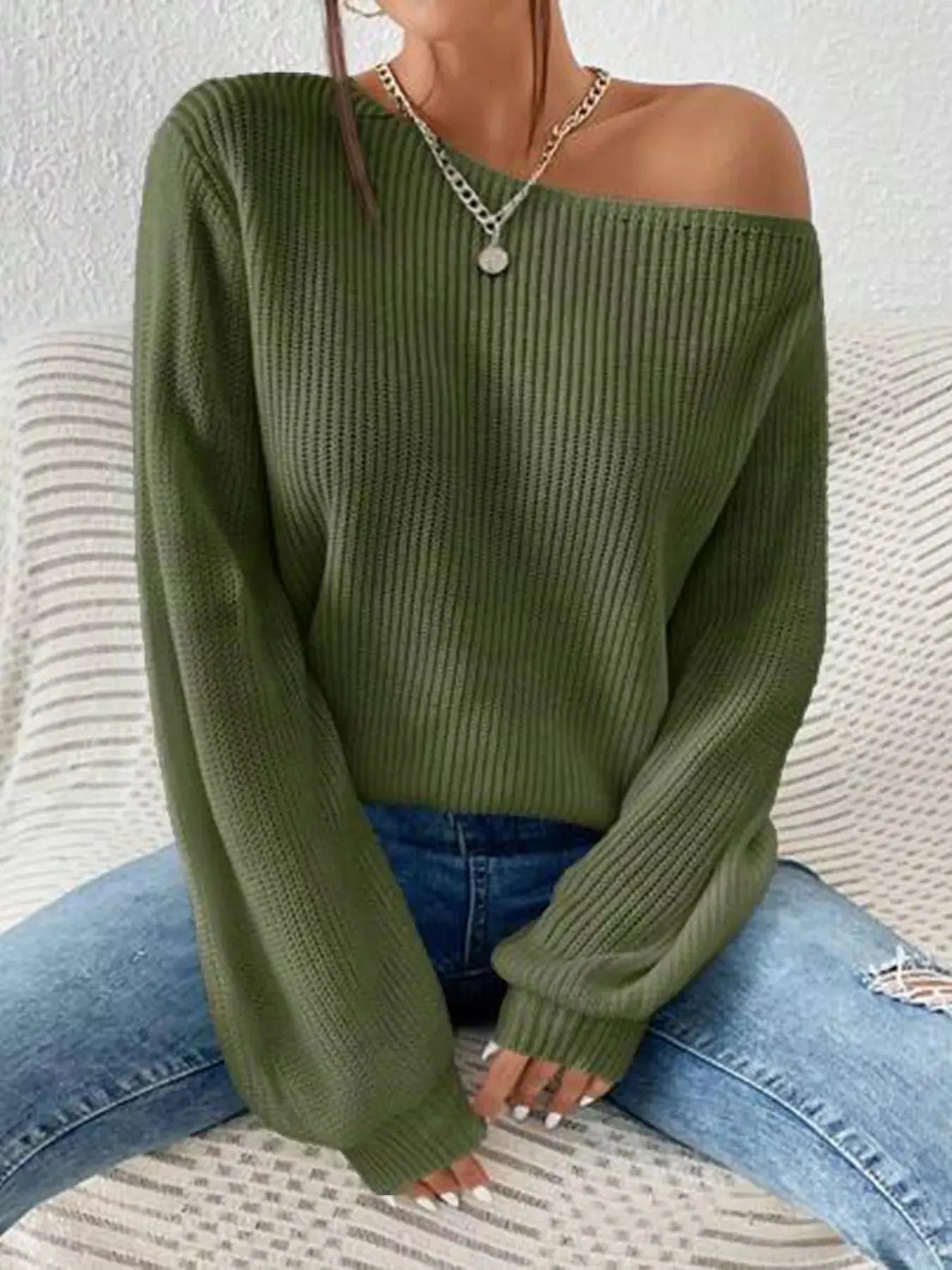 Single Shoulder Knit Sweater