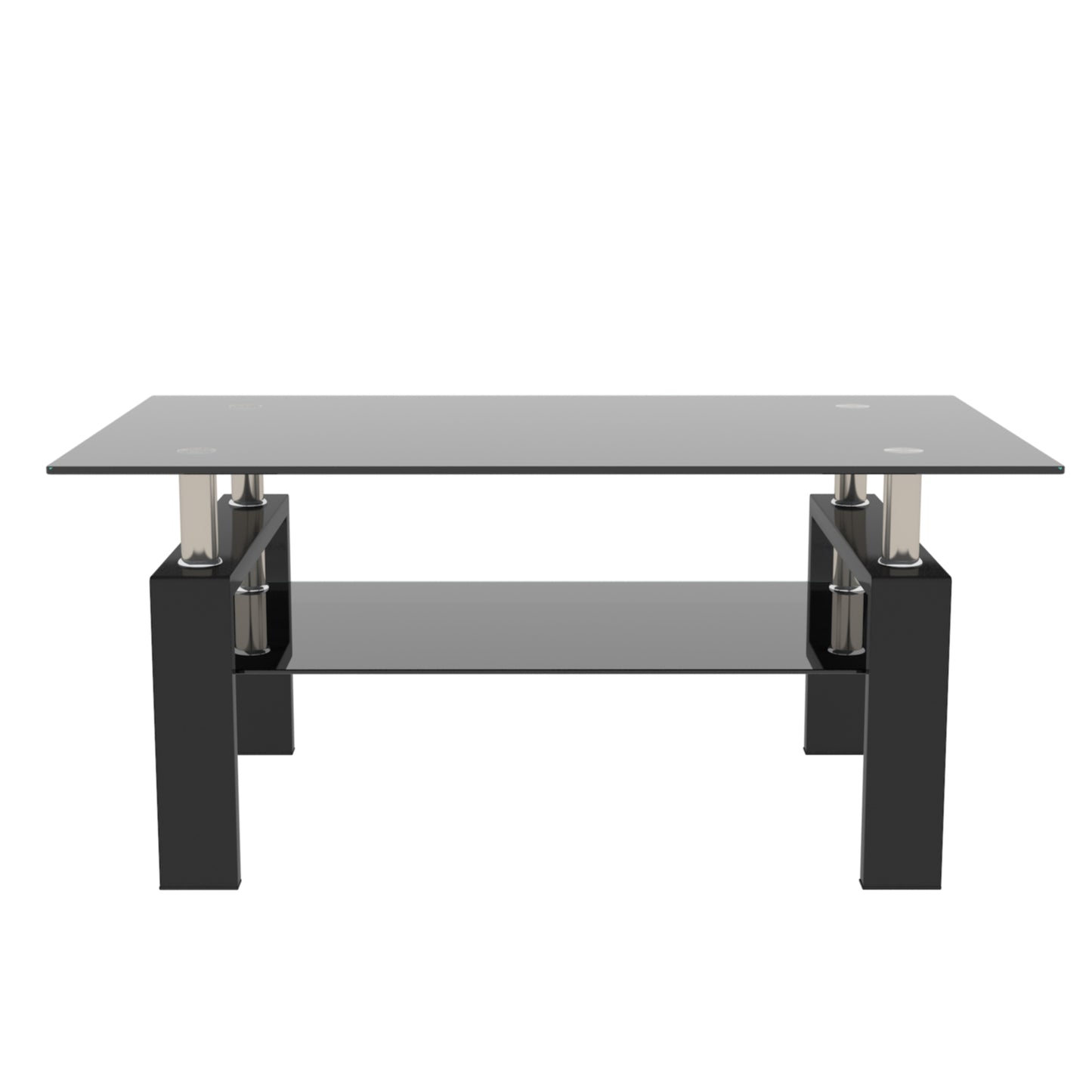 Rectangle Black Glass Coffee Table, Clear Coffee Table,Modern Side Center Tables For Living Room,Living Room Furniture