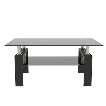 Rectangle Black Glass Coffee Table, Clear Coffee Table,Modern Side Center Tables For Living Room,Living Room Furniture
