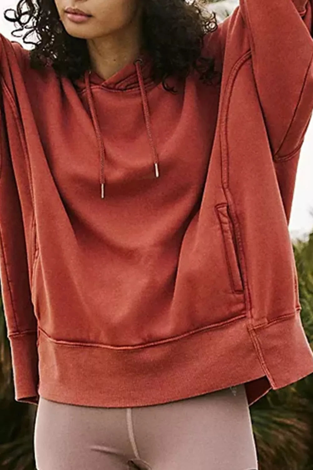 Drawstring Dropped Shoulder Hoodie