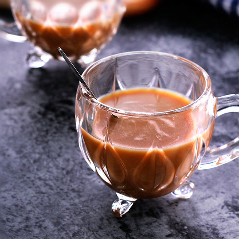 European Style Retro Coffee Cup With Handle For Household Use Crystal Glass Water Cup