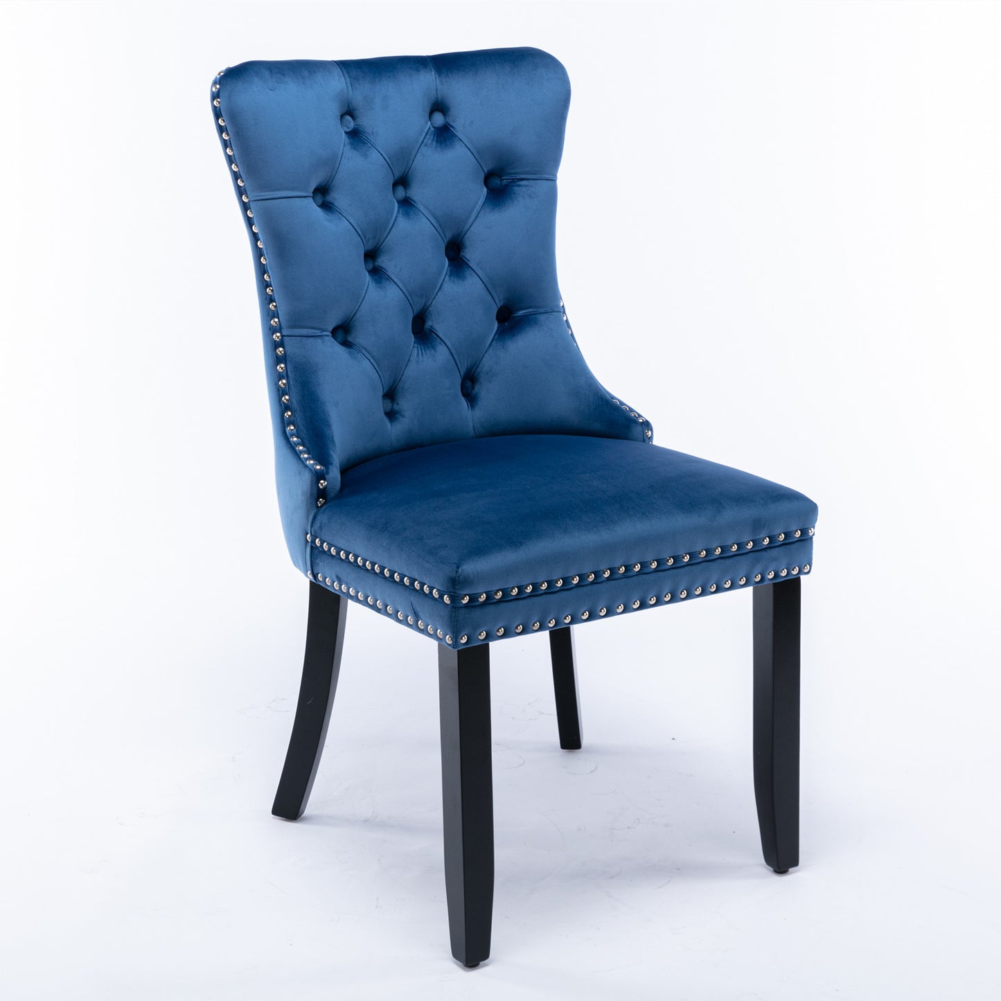 Nikki  Modern, High-end Tufted Solid Wood Contemporary Velvet Upholstered Dining Chair With Wood Legs Nailhead Trim 2-Pcs Set,Blue, SW2001BL