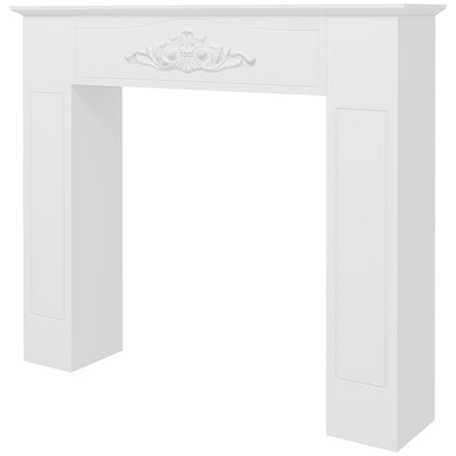 Modern Fireplace Mantel, Freestanding Fireplace Surround with Leg for Electric Fireplaces, 44.7" W x 40" H, White