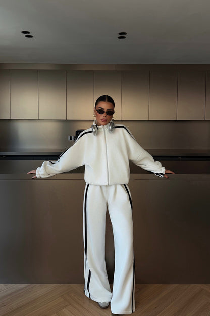 Color-block Long-sleeve Casual Sportswear Set
