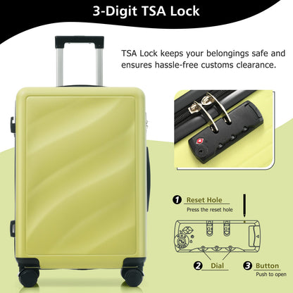 Luggage Set 3 Piece, Lightweight Durable ABS Suitcases With Spinner Wheels And TSA Lock, Carry-on & Checked Travel Luggage 20-24-28