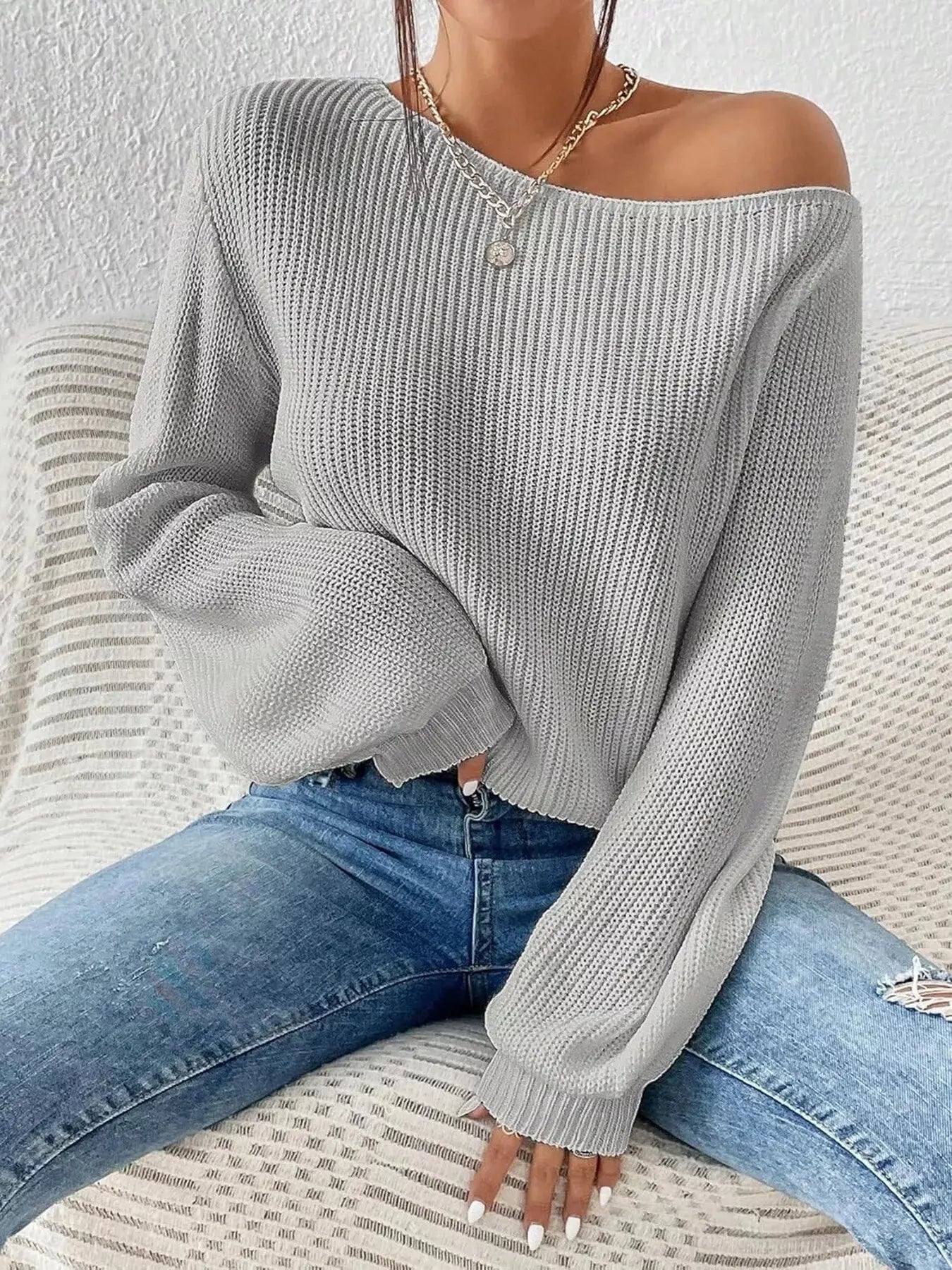 Single Shoulder Knit Sweater