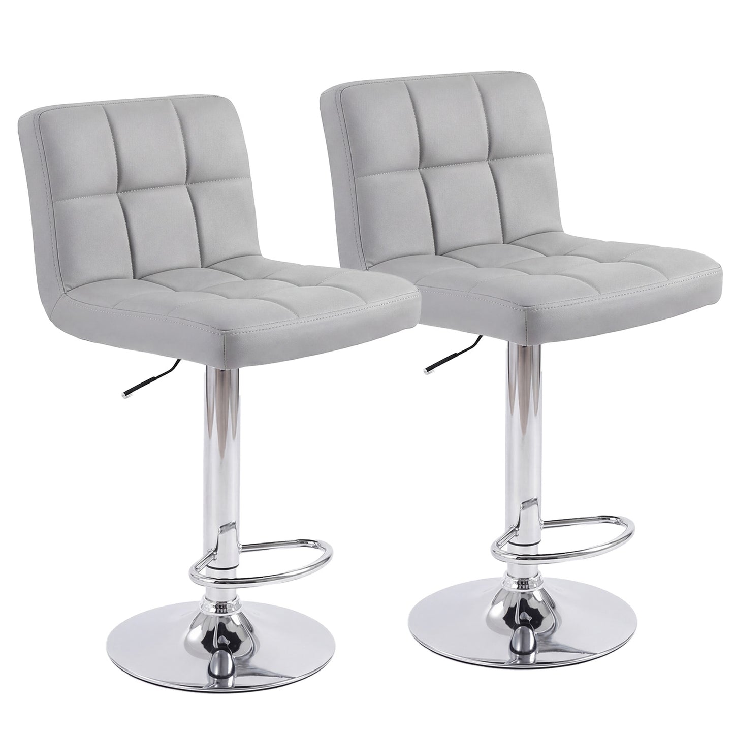 Bar Stools Set Of 2, Counter Height Barstools,Square Seat Cushion Barstool With Back, Height Adjustable PU Leather Swivel Barstool