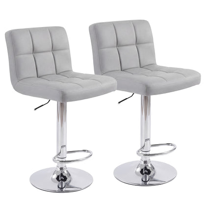 Bar Stools Set Of 2, Counter Height Barstools,Square Seat Cushion Barstool With Back, Height Adjustable PU Leather Swivel Barstool