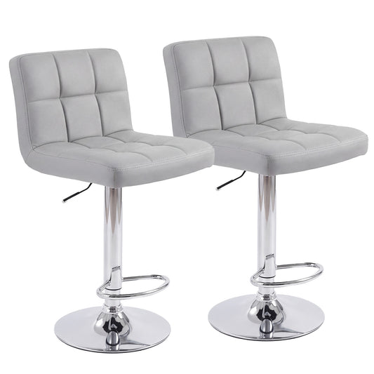 Bar Stools Set Of 2, Counter Height Barstools,Square Seat Cushion Barstool With Back, Height Adjustable PU Leather Swivel Barstool