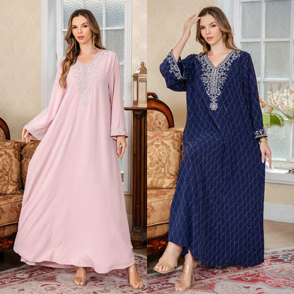 Elegant Arabic Muslim Long Dress Dubai Style Islamic Women's Clothing