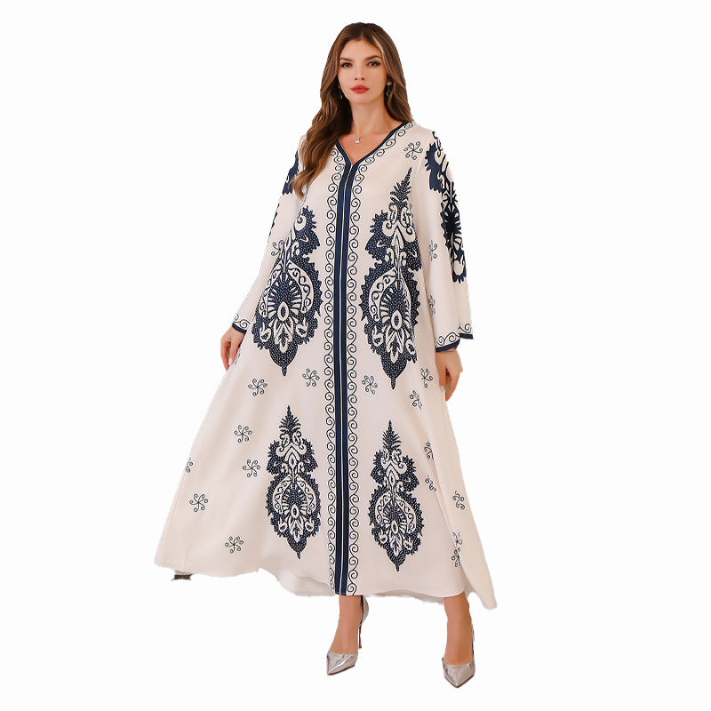 Middle Eastern Muslim Long Dress Dubai Turkish Sequined Large Robe Wholesale