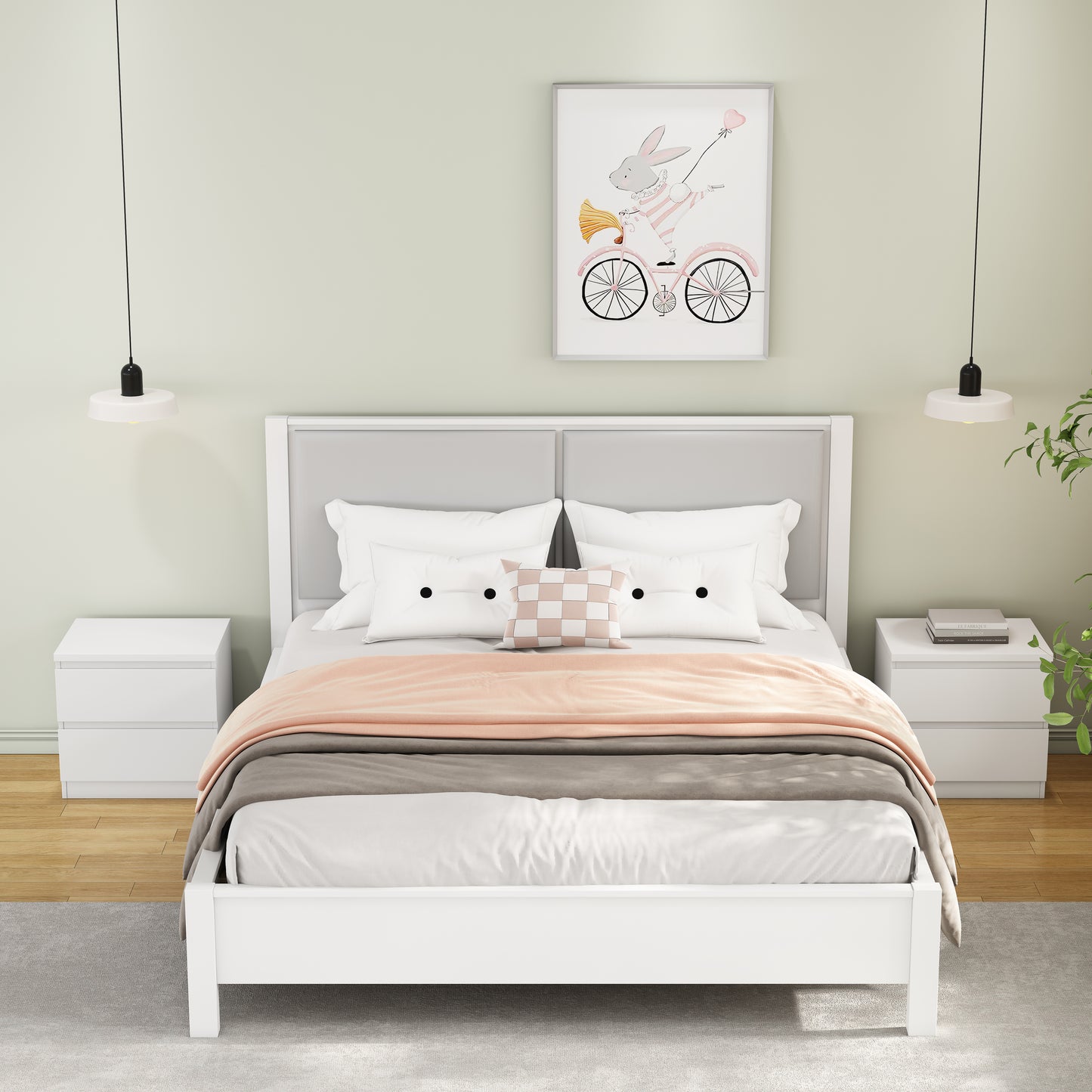 19.7-Inch White Nightstand With 2 Drawers, Beside Table With Drawers Handle Free Design,Thickened Top Plate,Small Side Table Storage Cabinet 2 Drawer Night Stand For Bedroom,Living Room