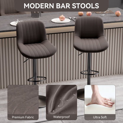 Bar Stools, Adjustable Modern Swivel Bar Stools With Backs, Counter Height Performance Fabric Island Chairs For Home Kitchen