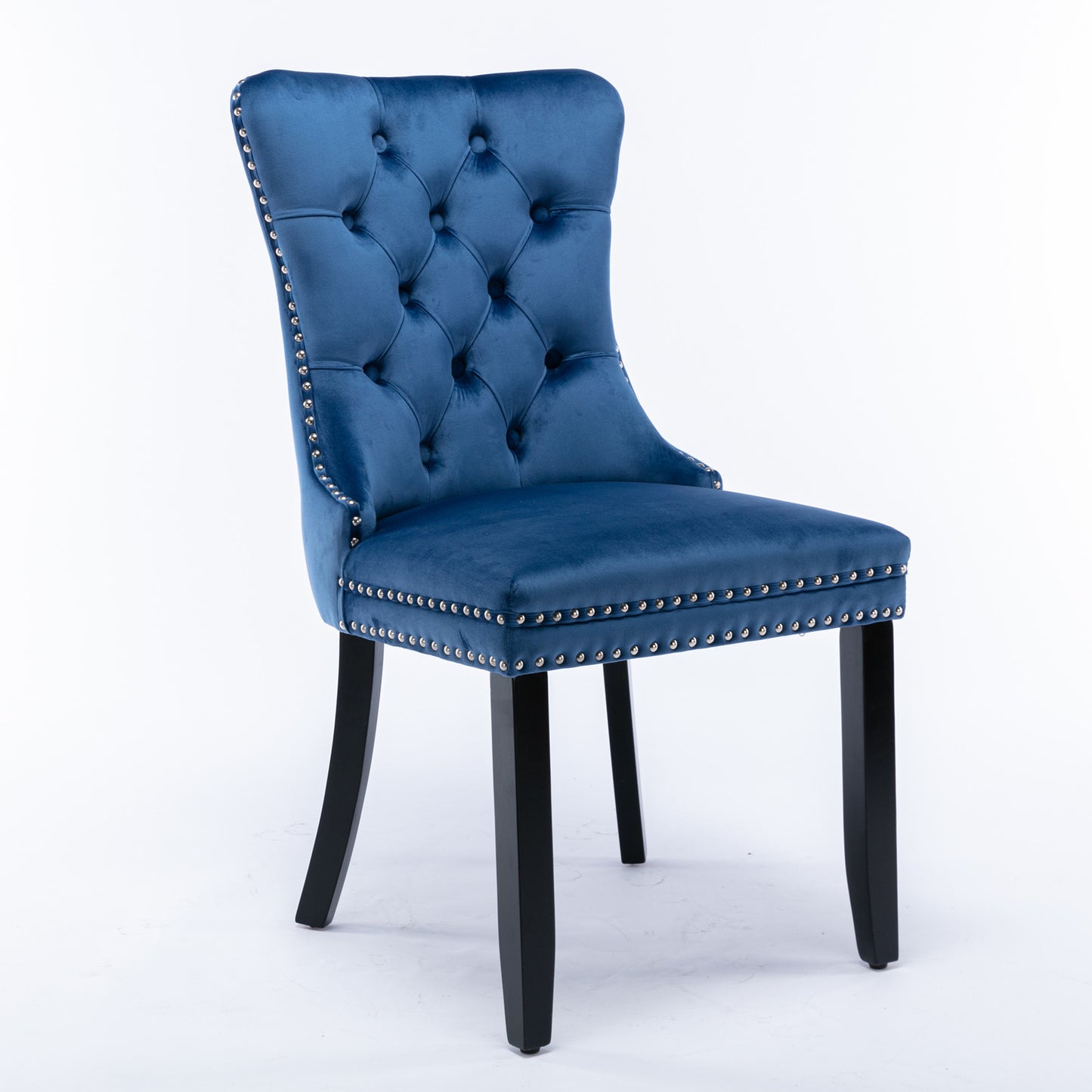 Nikki  Modern, High-end Tufted Solid Wood Contemporary Velvet Upholstered Dining Chair With Wood Legs Nailhead Trim 2-Pcs Set,Blue, SW2001BL