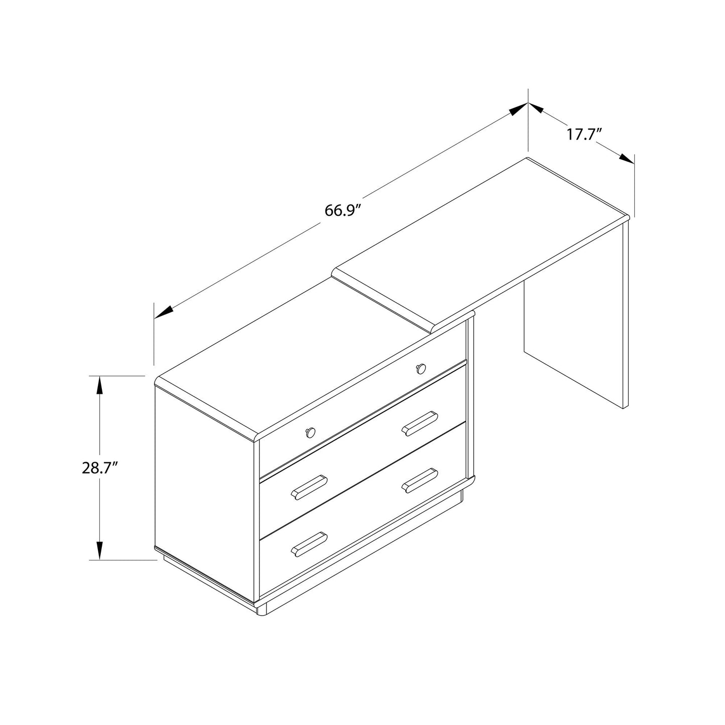 Valencia 3 Drawer Dresser And Desk