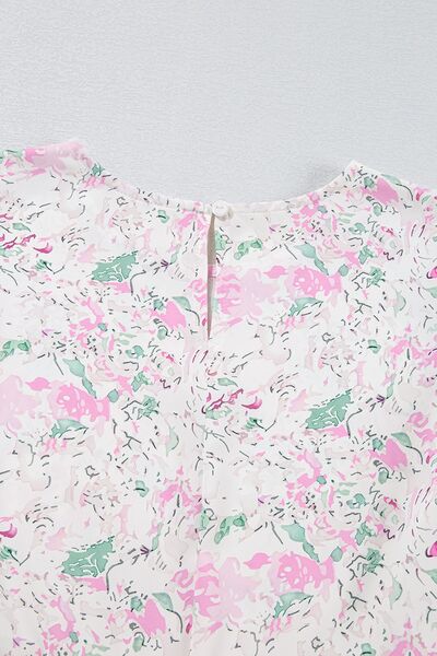 Printed Round Neck Long Sleeve Blouse
