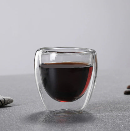 New 6Pcs Double  shot Glass double Wall Espresso