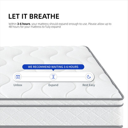Queen Size Mattress,10 Inch Hybrid Mattress In A Box With Gel Memory Foam,Individually Wrapped Pocket Coils Innerspring For Breathable And Durable Support, Made In USA, CertiPUR-US Certified