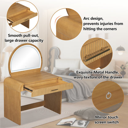39 Makeup Vanity Table With Mirror Touch Screen Lighted Mirror, Dressing Table With Drawer For Bedroom, Natural