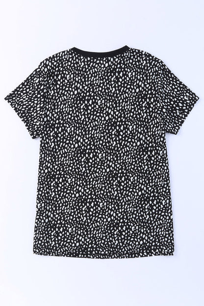 Animal Print Round Neck Short Sleeve T-Shirt