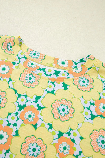 Floral Print Round Neck Oversized T-Shirt