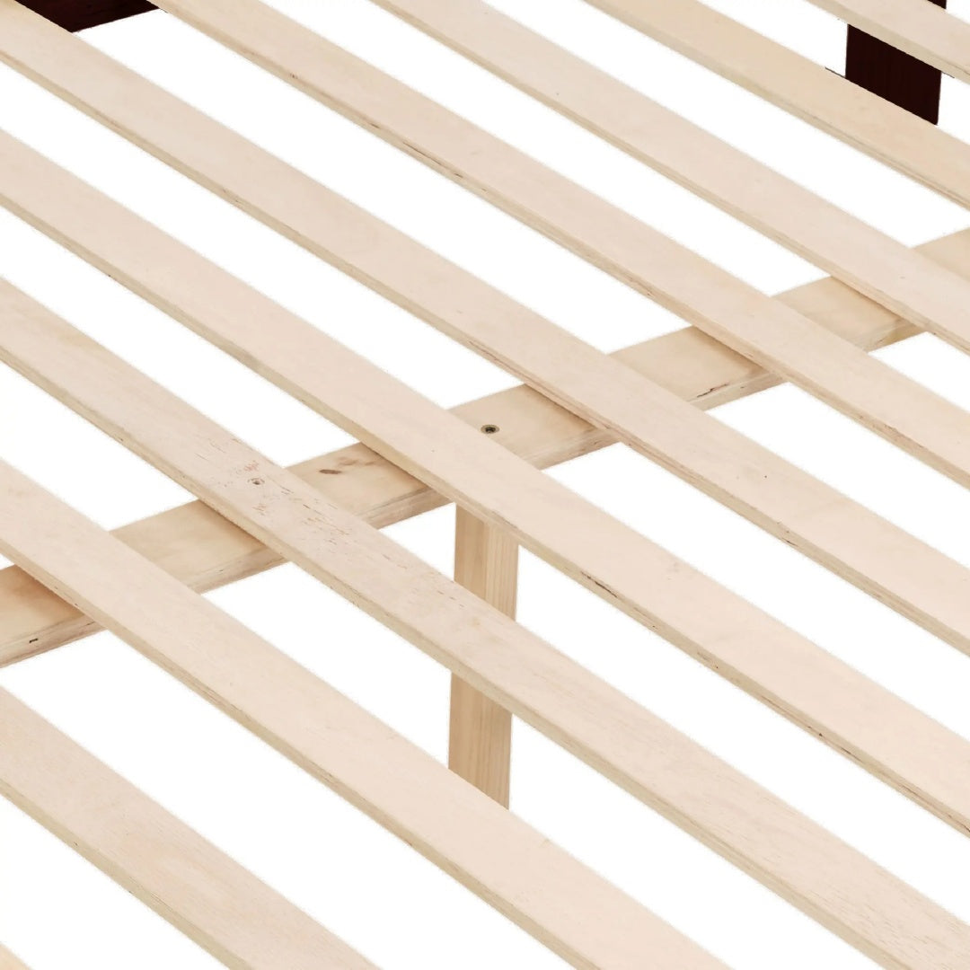 Twin Over Full Bunk Bed With Thick Posts,Wooden Bunk Bed With High Guardrail And Ladder For Kids, Teens, Dorm Rooms, And Guest Rooms,No Box Spring Needed,Espresso