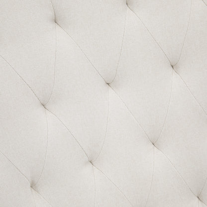 Mid-Century Fabric Rocking Chair Sofa Armchair Tufted Rocker Wingback Accent Chair with Padded Seat, Rubber Wood Base for Home Studio, Bedroom, Living Room, Cream White