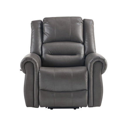 Power Lift Recliner Chair With Massage & Heat, Single Motor Lift Chair, Breathable PU Faux Leather, USB  Type-C, Side Pockets, Grey