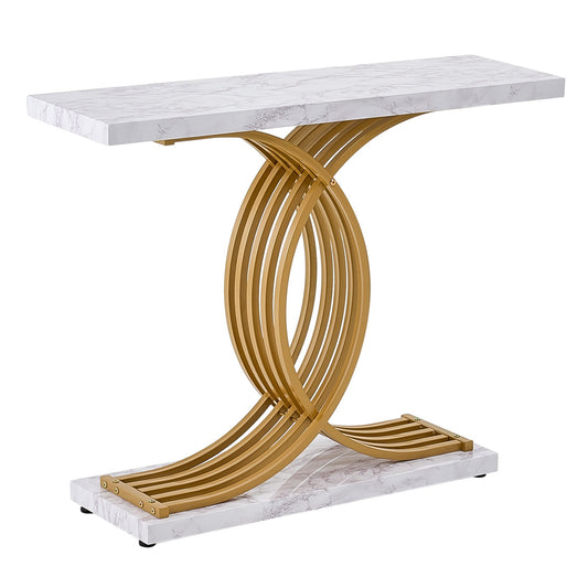 Narrow Console Sofa Table, 39.4 Inches Behind Couch Table, 1-Tier Long Entryway Table And Skinny Hallway Table, Narrow Sofa Table With Metal Frame, For Entryway, Hallway, Living Room & Bedroom