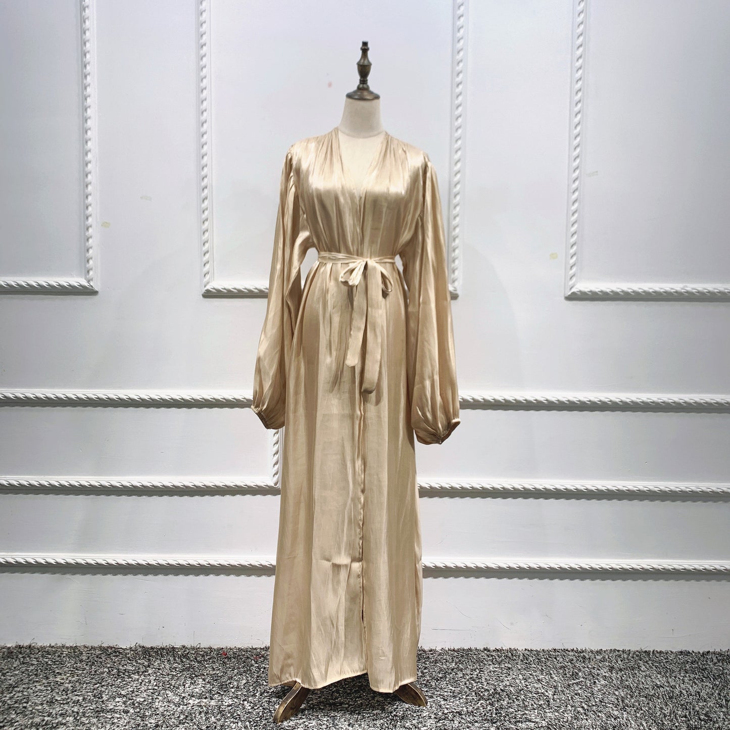 Elegant Puff Sleeve Dubai Turkey Abayas For Women Islam Cardigan