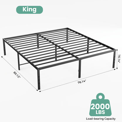 Sturdy And Durable Metal Base Frame, Noiseless Sturdy Steel Crossbars, Under-bed Storage Space, No Need For Box Springs